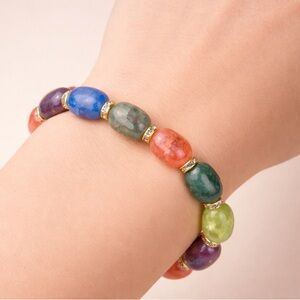 Handmade Rainbow Chakra Stretch Beaded Bracelet